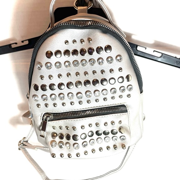 Oliver Miller Backpack Studded Silver Women’s Bag with Silver Hardware - Picture 14 of 15